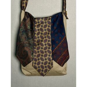 Upcycled Silk Necktie Shoulder Bag Handmade Boho Crossbody
